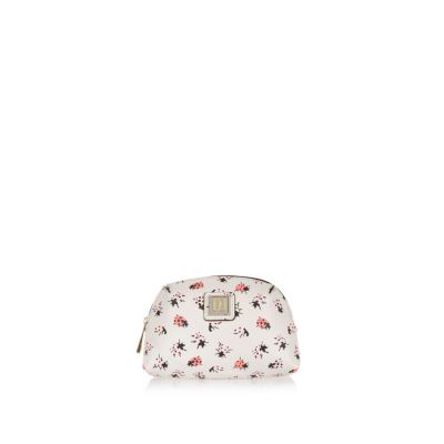Girls grey ladybird print make up bag